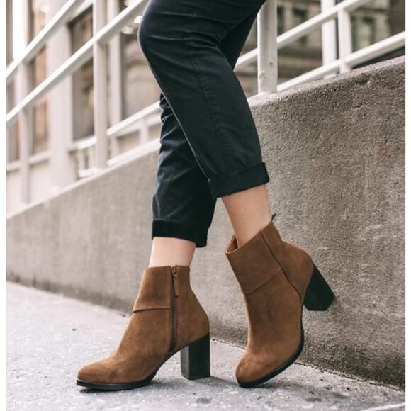 Thursday Boot Co. Cognac Suede Modern Boot Brown Women’s 8 Heeled - Picture 2 of 9
